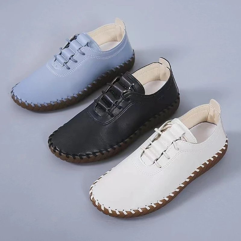 Sneakers Women Shoes Platform Loafers Lace Up Leather Flats 2023 Trend Spring Casual Mom Shoe Mujer Zapatos Chaussure Femme