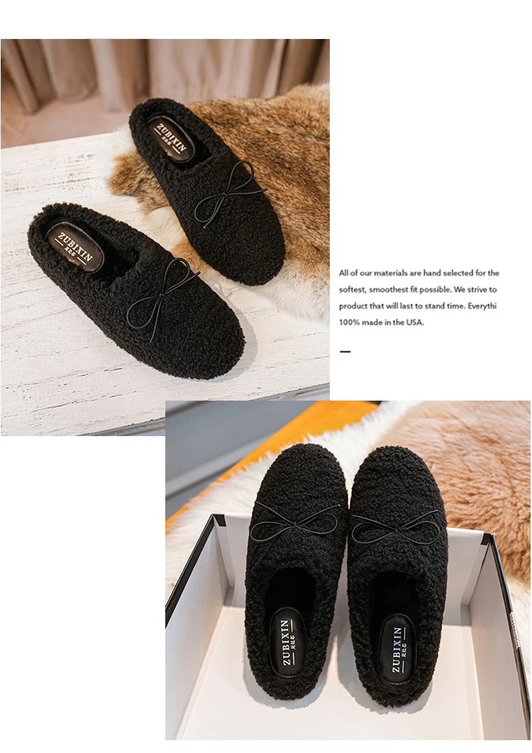 Luxury Lambwool Moccasins Femme Winter Cotton Shoes Women Warm Plush Loafers Comfy Curly Sheep Fur Flats Woman Large Size 40-43