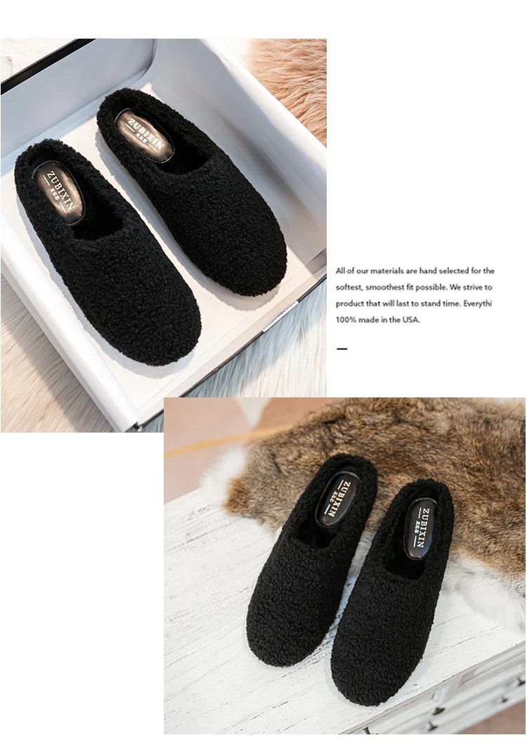 Luxury Lambwool Moccasins Femme Winter Cotton Shoes Women Warm Plush Loafers Comfy Curly Sheep Fur Flats Woman Large Size 40-43