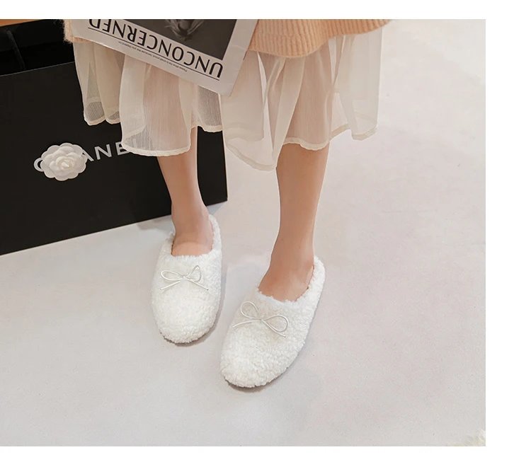 Luxury Lambwool Moccasins Femme Winter Cotton Shoes Women Warm Plush Loafers Comfy Curly Sheep Fur Flats Woman Large Size 40-43