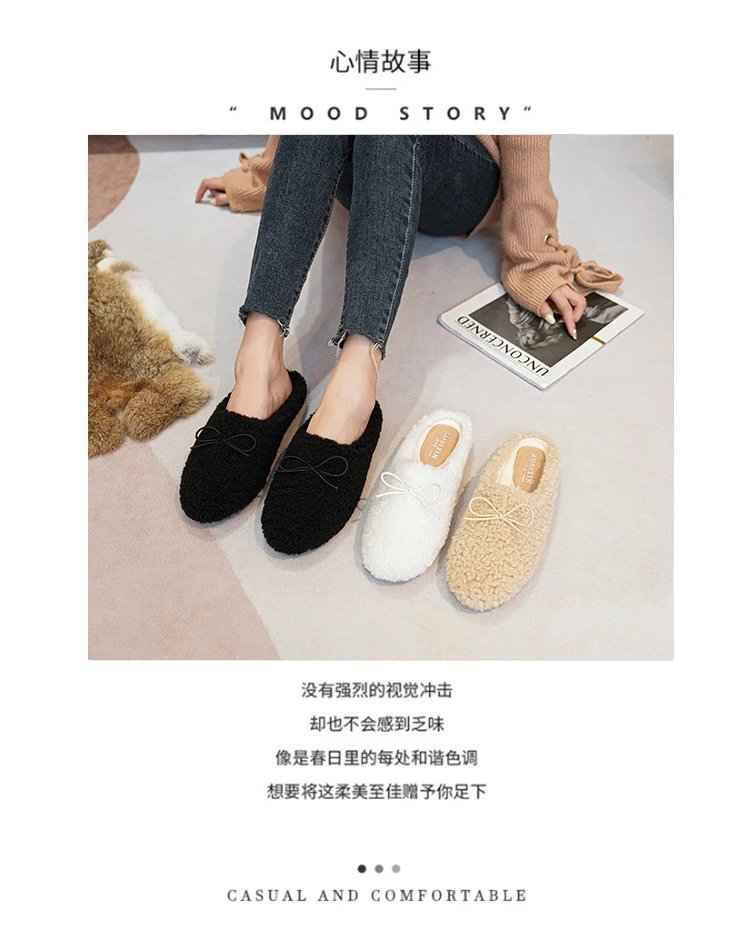 Luxury Lambwool Moccasins Femme Winter Cotton Shoes Women Warm Plush Loafers Comfy Curly Sheep Fur Flats Woman Large Size 40-43