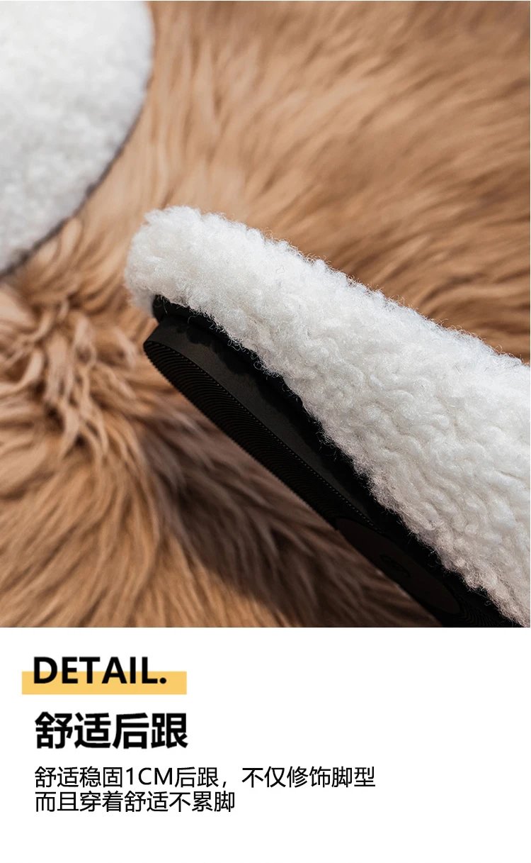 Luxury Lambwool Moccasins Femme Winter Cotton Shoes Women Warm Plush Loafers Comfy Curly Sheep Fur Flats Woman Large Size 40-43