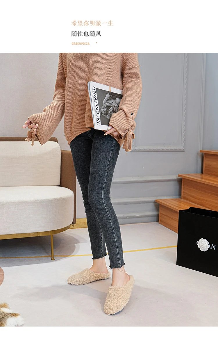 Luxury Lambwool Moccasins Femme Winter Cotton Shoes Women Warm Plush Loafers Comfy Curly Sheep Fur Flats Woman Large Size 40-43