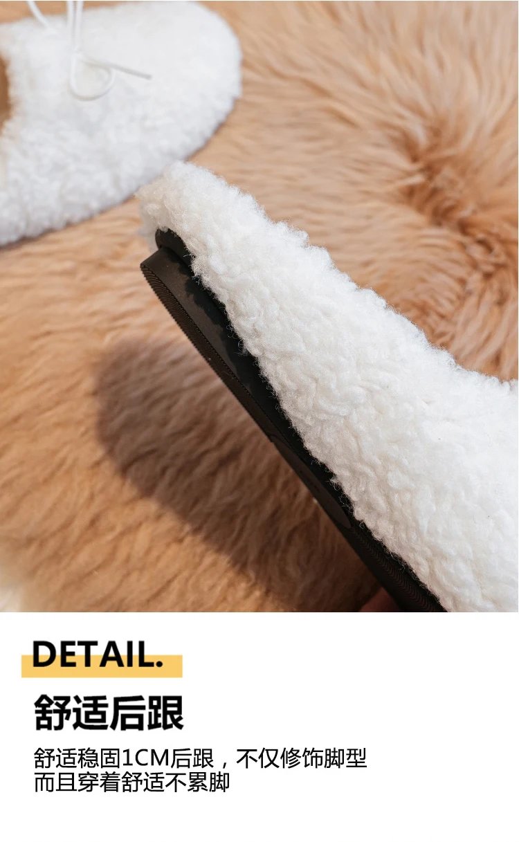 Luxury Lambwool Moccasins Femme Winter Cotton Shoes Women Warm Plush Loafers Comfy Curly Sheep Fur Flats Woman Large Size 40-43