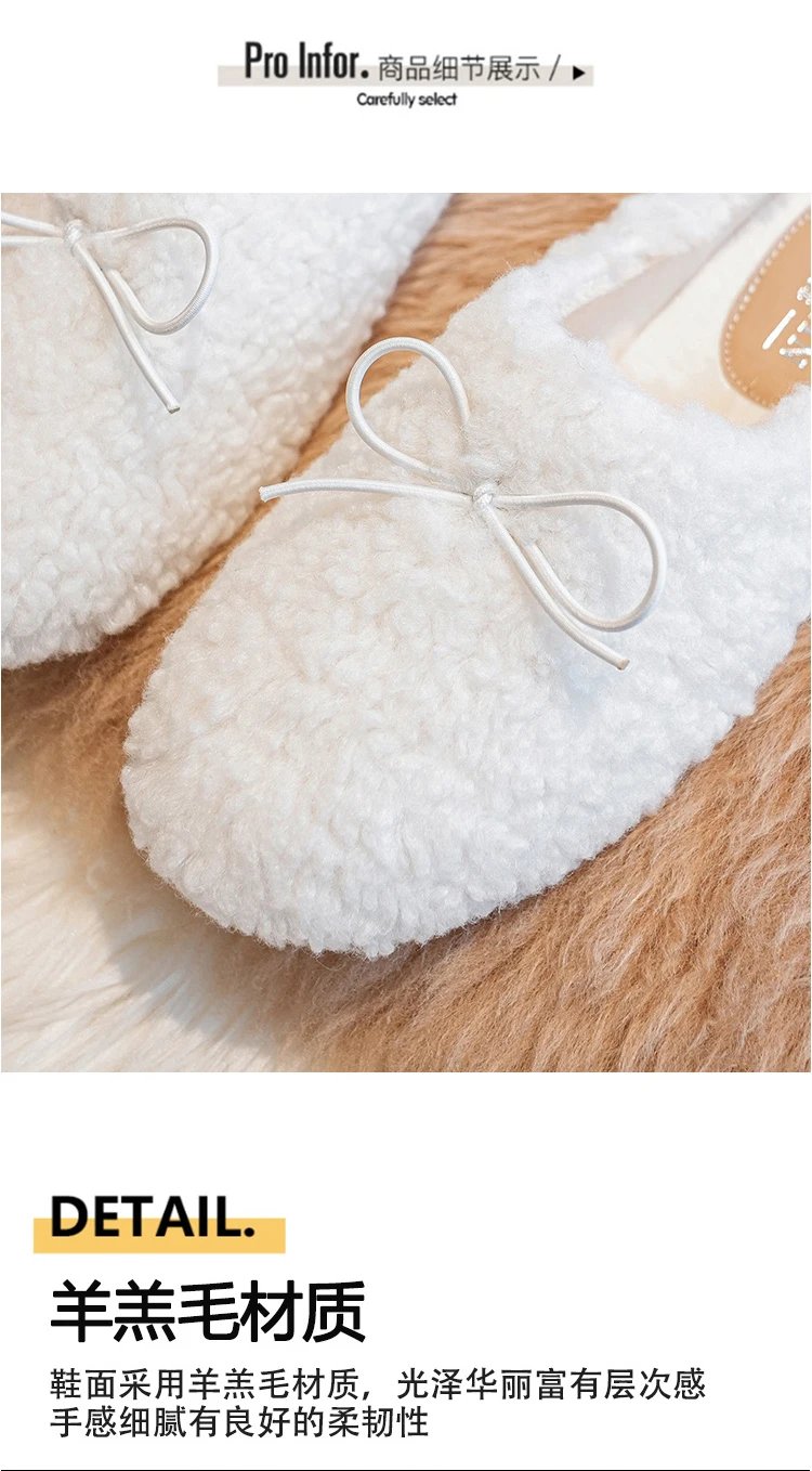Luxury Lambwool Moccasins Femme Winter Cotton Shoes Women Warm Plush Loafers Comfy Curly Sheep Fur Flats Woman Large Size 40-43