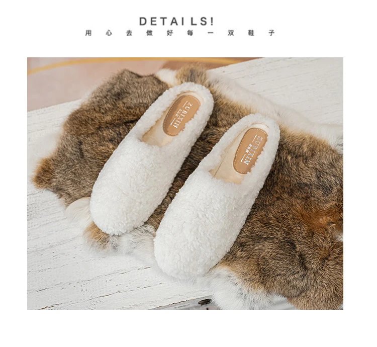 Luxury Lambwool Moccasins Femme Winter Cotton Shoes Women Warm Plush Loafers Comfy Curly Sheep Fur Flats Woman Large Size 40-43