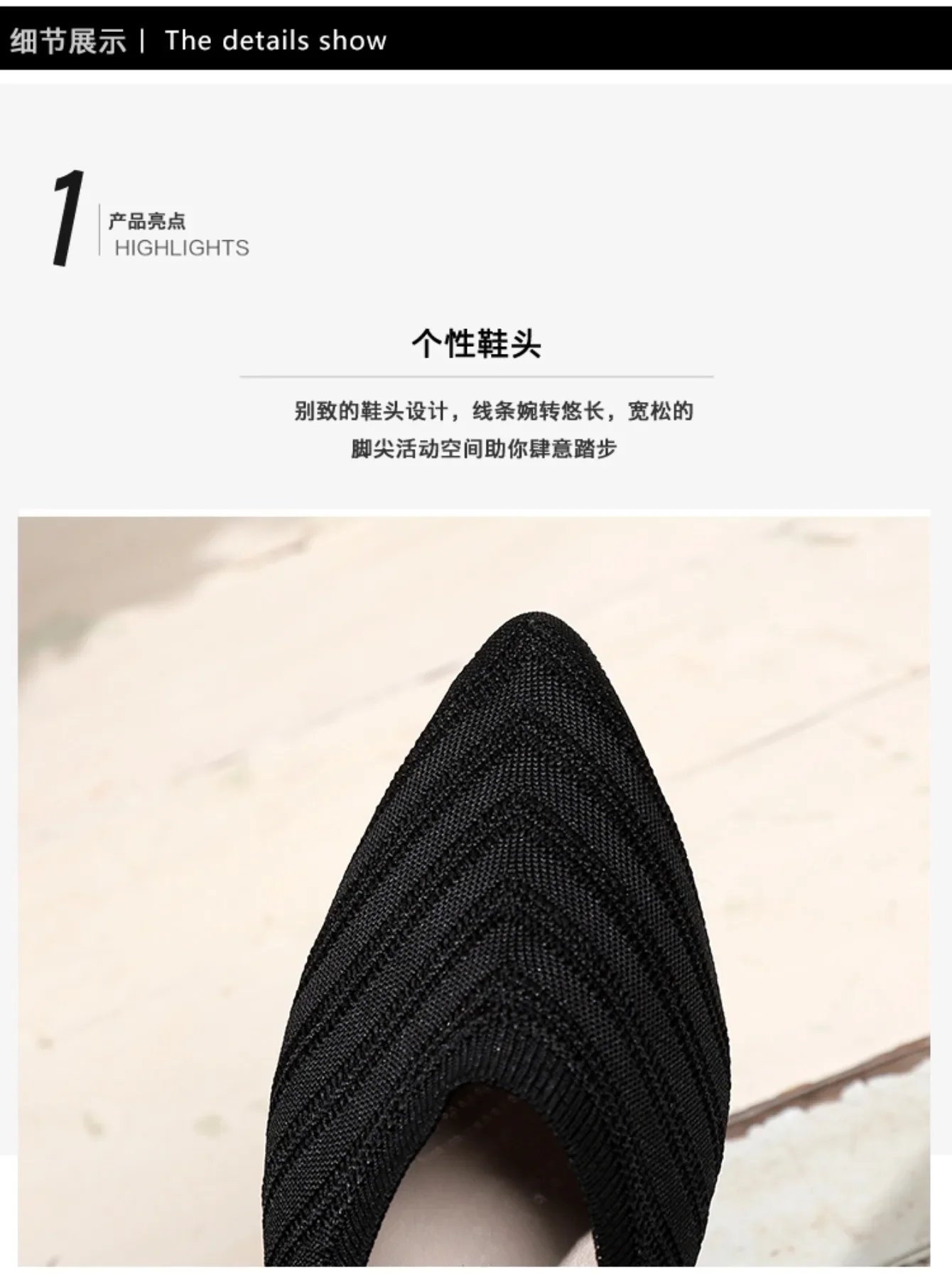 Women's Pointed Toe Flat Shoes Solid Color Knitted Slip on Shoes Casual Breathable Ballet Flats Women Flat Shoes  Loafers Women