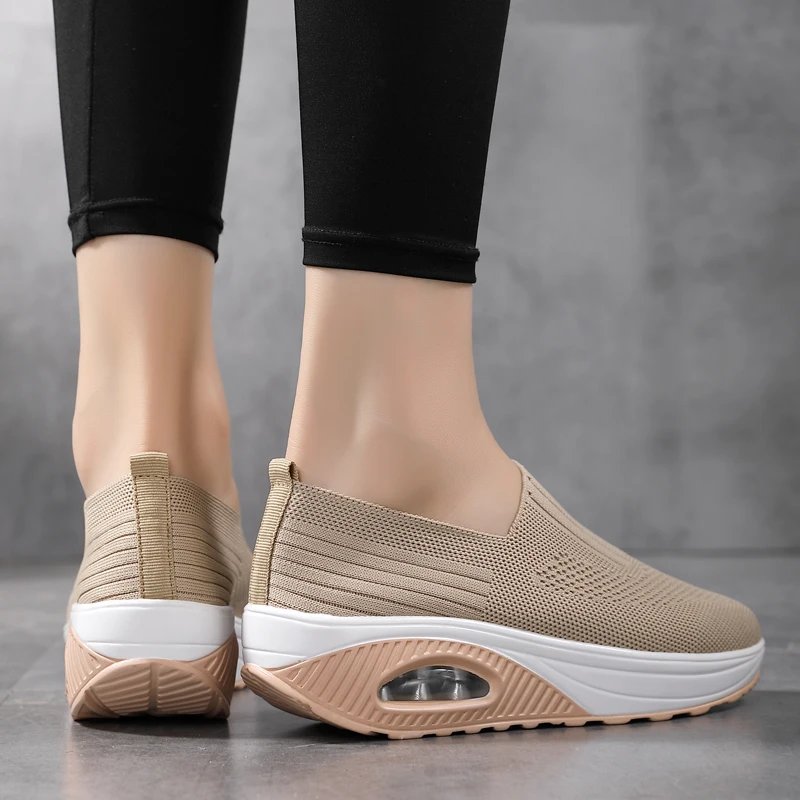 Women Walking Shoes Air Cushion Non Slip Orthopedic Shoes Ladies Platform Mules Breathable Wedge Female Sneakers