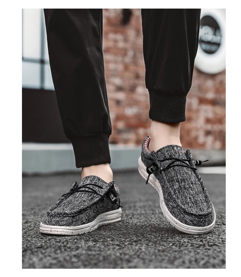 Men's Breathable Casual  Canvas Slip Shoes Comfort Slip-on Loafer Soft Penny Loafers for Men Lightweight Driving Boat Shoes