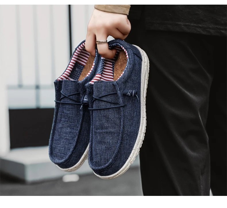 Men's Breathable Casual  Canvas Slip Shoes Comfort Slip-on Loafer Soft Penny Loafers for Men Lightweight Driving Boat Shoes