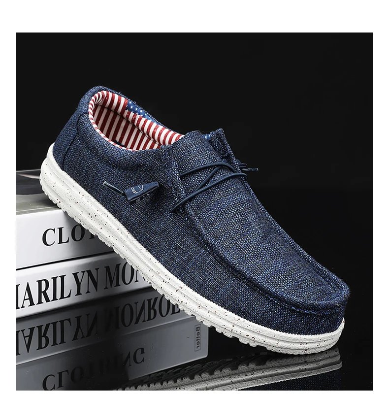 Men's Breathable Casual  Canvas Slip Shoes Comfort Slip-on Loafer Soft Penny Loafers for Men Lightweight Driving Boat Shoes