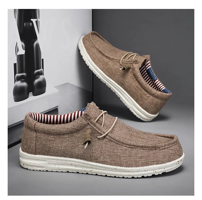 Men's Breathable Casual  Canvas Slip Shoes Comfort Slip-on Loafer Soft Penny Loafers for Men Lightweight Driving Boat Shoes