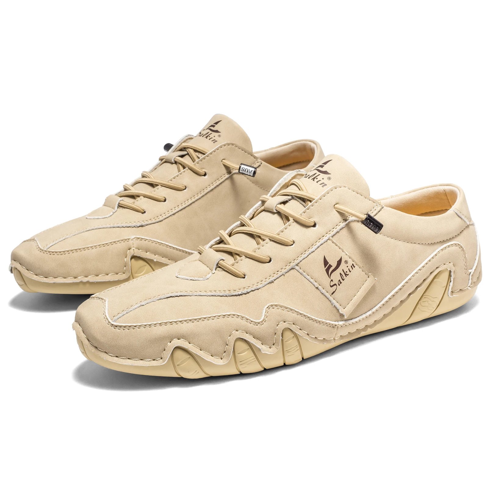 New 2024 Spring Handmade Leather Casual Men Shoes Design Fashion Sneakers Man Loafers Breathable Soft Flat Shoes Driving Shoes