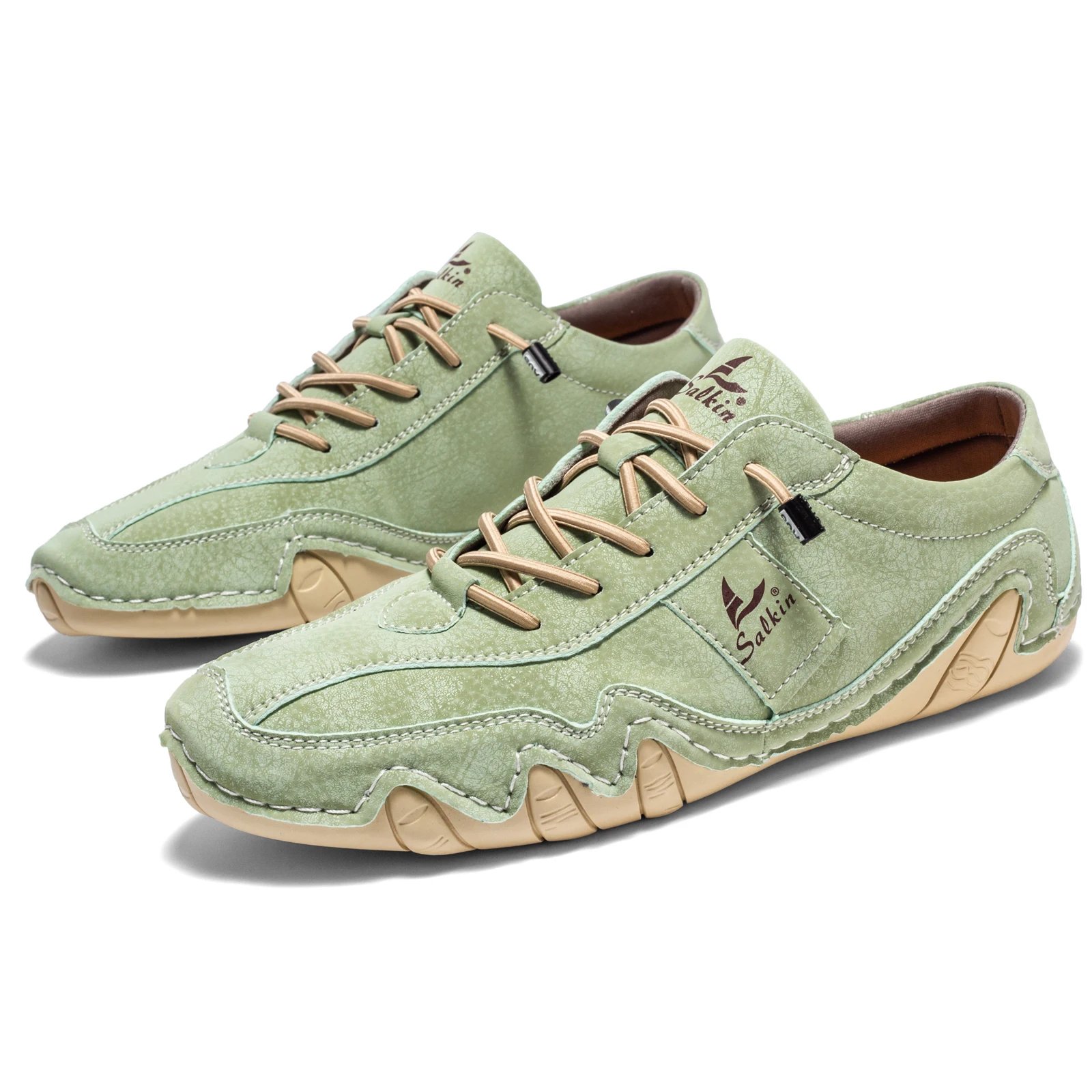 New 2024 Spring Handmade Leather Casual Men Shoes Design Fashion Sneakers Man Loafers Breathable Soft Flat Shoes Driving Shoes