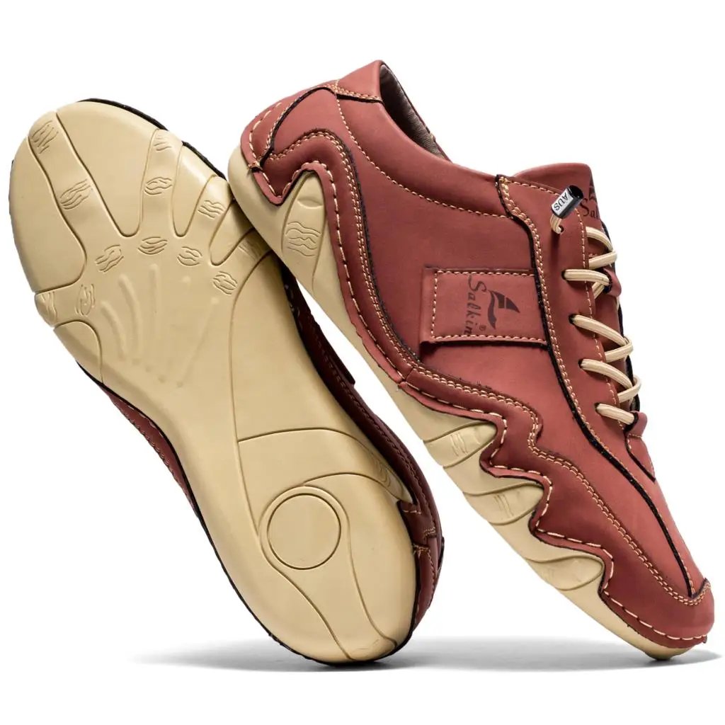 New 2024 Spring Handmade Leather Casual Men Shoes Design Fashion Sneakers Man Loafers Breathable Soft Flat Shoes Driving Shoes