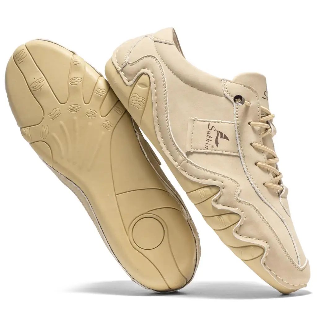 New 2024 Spring Handmade Leather Casual Men Shoes Design Fashion Sneakers Man Loafers Breathable Soft Flat Shoes Driving Shoes