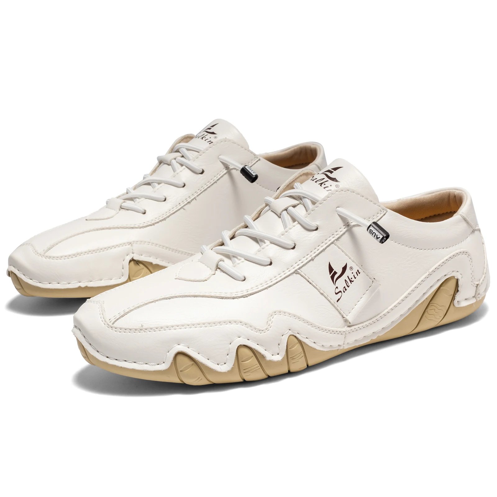 New 2024 Spring Handmade Leather Casual Men Shoes Design Fashion Sneakers Man Loafers Breathable Soft Flat Shoes Driving Shoes