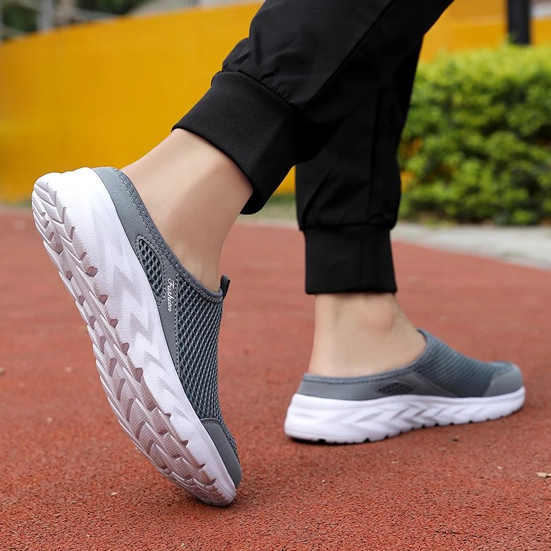 Casual Shoes Men Summer Half Shoes Slippers Slides Slip on Shoes Men Mesh Breathable Soft Comfortable Slippers for Men