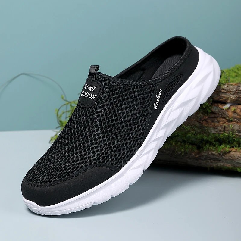 Casual Shoes Men Summer Half Shoes Slippers Slides Slip on Shoes Men Mesh Breathable Soft Comfortable Slippers for Men