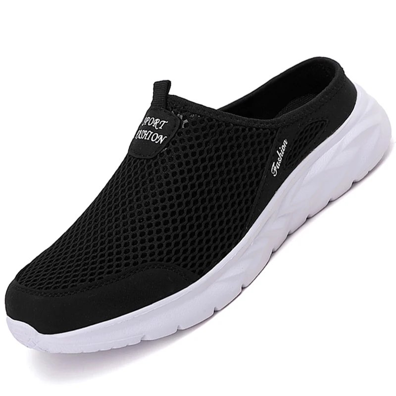 Casual Shoes Men Summer Half Shoes Slippers Slides Slip on Shoes Men Mesh Breathable Soft Comfortable Slippers for Men