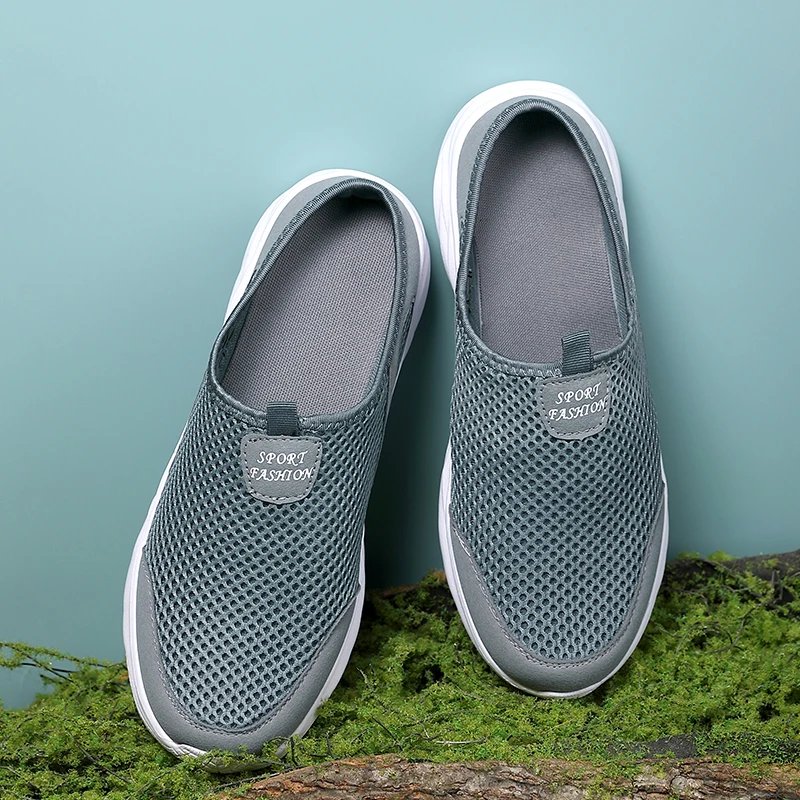 Casual Shoes Men Summer Half Shoes Slippers Slides Slip on Shoes Men Mesh Breathable Soft Comfortable Slippers for Men