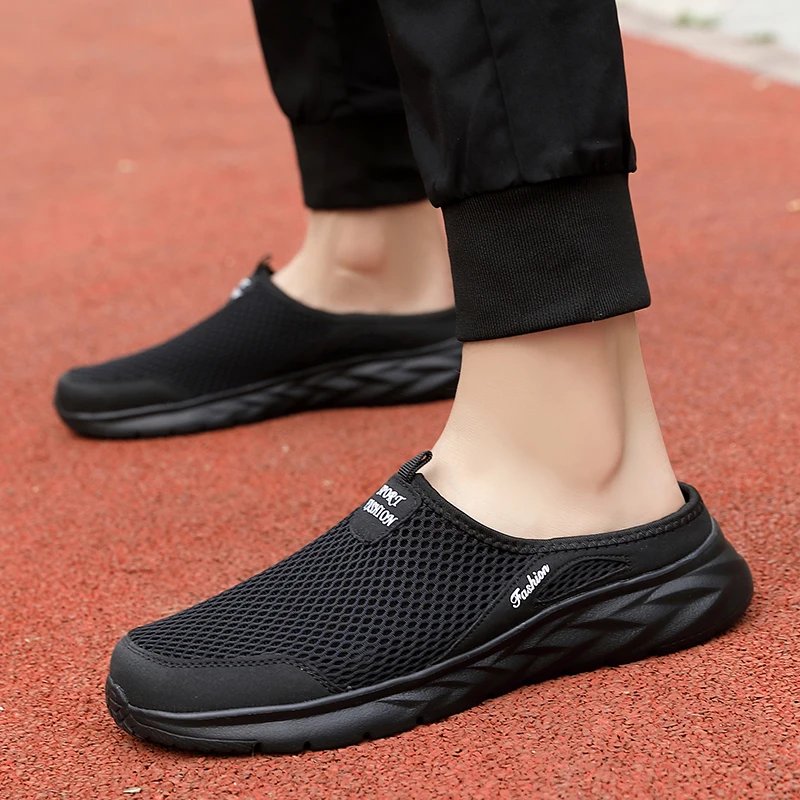 Casual Shoes Men Summer Half Shoes Slippers Slides Slip on Shoes Men Mesh Breathable Soft Comfortable Slippers for Men