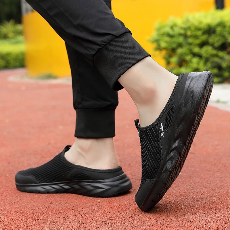 Casual Shoes Men Summer Half Shoes Slippers Slides Slip on Shoes Men Mesh Breathable Soft Comfortable Slippers for Men