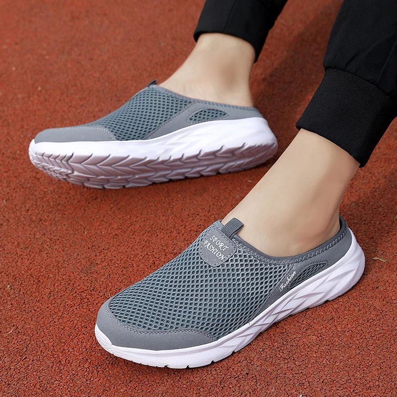 Casual Shoes Men Summer Half Shoes Slippers Slides Slip on Shoes Men Mesh Breathable Soft Comfortable Slippers for Men