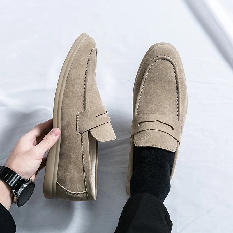 Classic Soft Suede Shoes Penny Men Loafers Slip On Leather Casual Men Shoes Comfort Driving Shoes Men Flats Walking Footwear