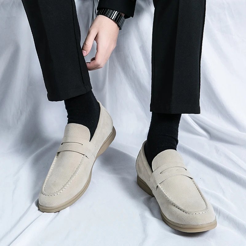 Classic Soft Suede Shoes Penny Men Loafers Slip On Leather Casual Men Shoes Comfort Driving Shoes Men Flats Walking Footwear