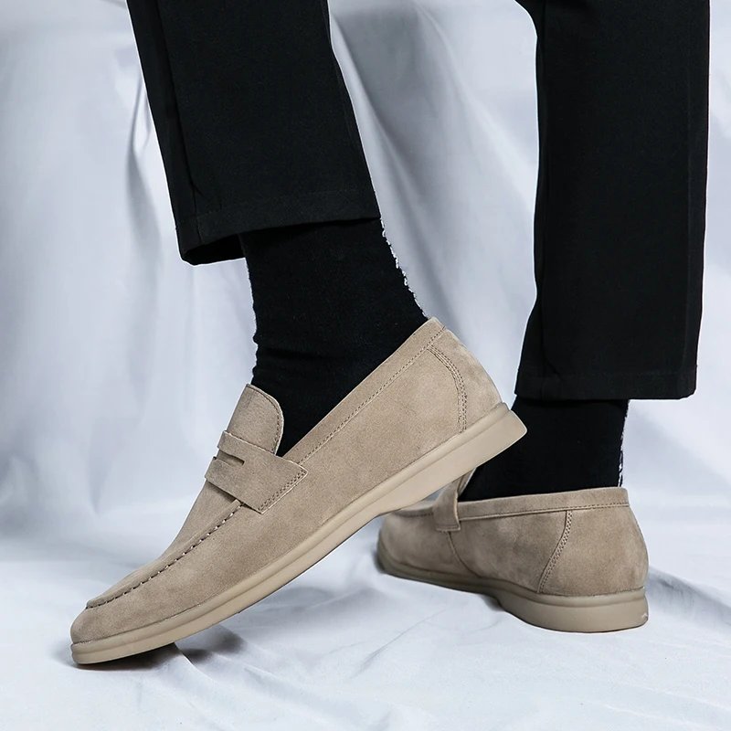 Classic Soft Suede Shoes Penny Men Loafers Slip On Leather Casual Men Shoes Comfort Driving Shoes Men Flats Walking Footwear