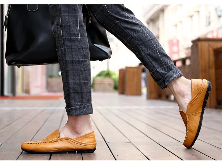 Men Loafers Leather Shoes For Men Casual Shoes Moccasins Breathable Sneakers Men Driving Shoes Comfort Flats