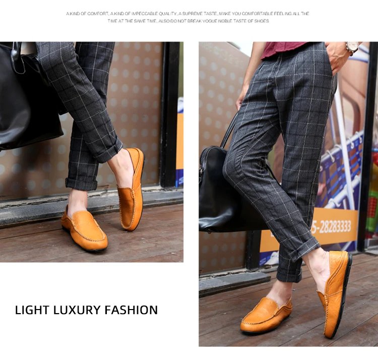 Men Loafers Leather Shoes For Men Casual Shoes Moccasins Breathable Sneakers Men Driving Shoes Comfort Flats