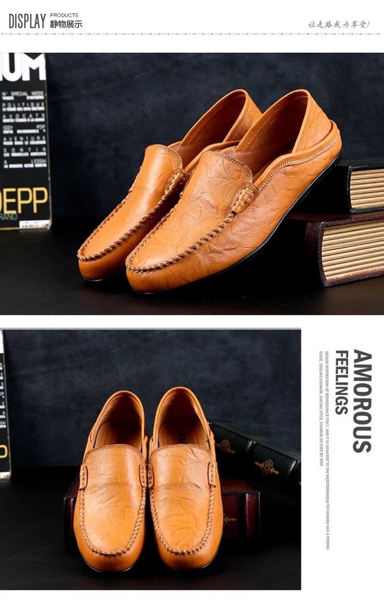 Men Loafers Leather Shoes For Men Casual Shoes Moccasins Breathable Sneakers Men Driving Shoes Comfort Flats