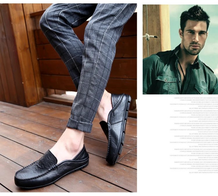 Men Loafers Leather Shoes For Men Casual Shoes Moccasins Breathable Sneakers Men Driving Shoes Comfort Flats