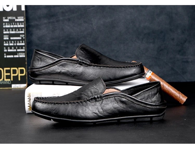 Men Loafers Leather Shoes For Men Casual Shoes Moccasins Breathable Sneakers Men Driving Shoes Comfort Flats