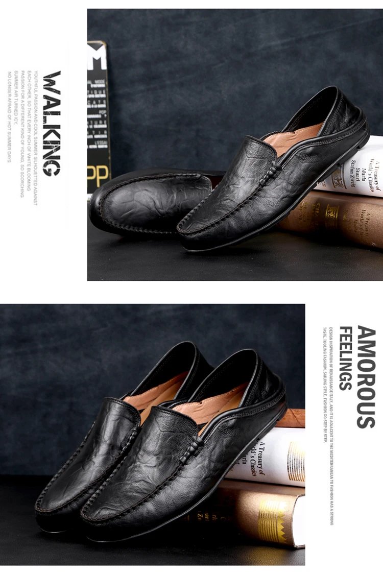 Men Loafers Leather Shoes For Men Casual Shoes Moccasins Breathable Sneakers Men Driving Shoes Comfort Flats