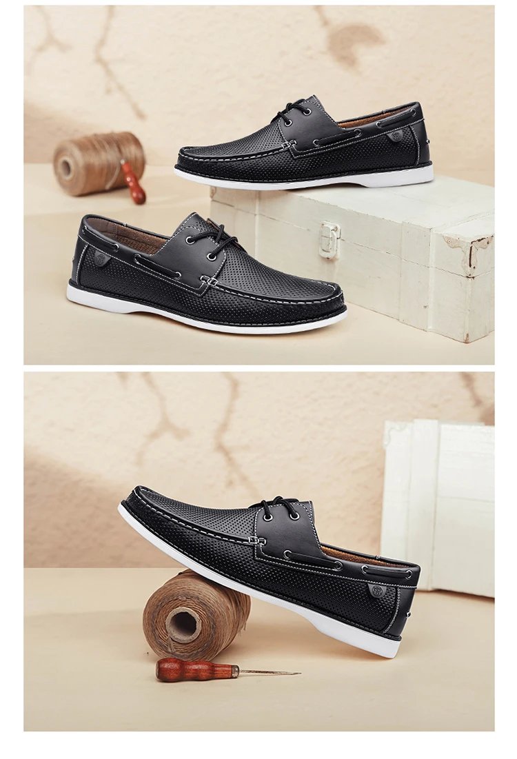 special edition hand-stitched comfortable and breathable lace-up Loafers fashion sailing shoes for men
