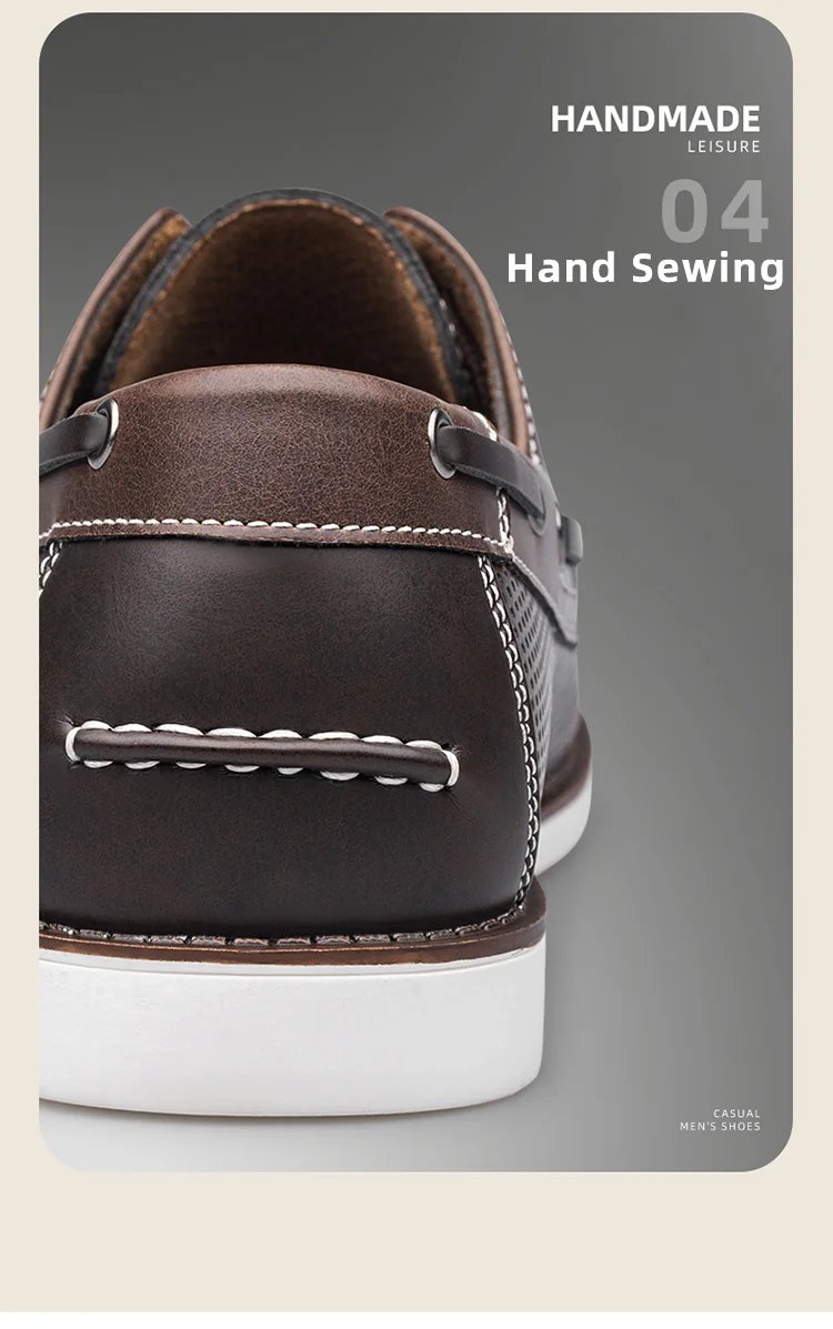 special edition hand-stitched comfortable and breathable lace-up Loafers fashion sailing shoes for men