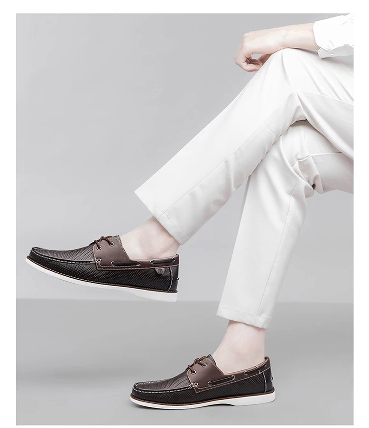 special edition hand-stitched comfortable and breathable lace-up Loafers fashion sailing shoes for men