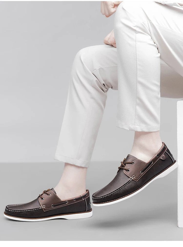 special edition hand-stitched comfortable and breathable lace-up Loafers fashion sailing shoes for men