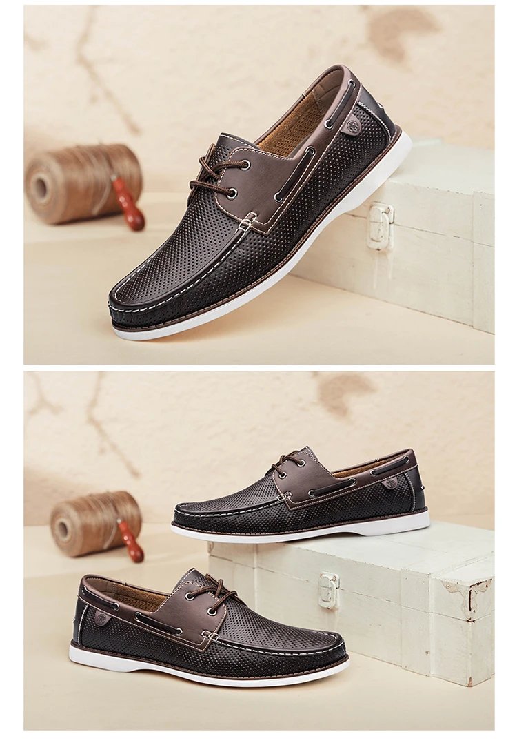 special edition hand-stitched comfortable and breathable lace-up Loafers fashion sailing shoes for men