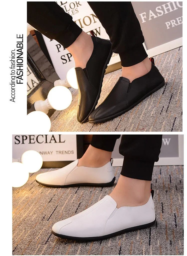 MENs Leather Loafers Casual Driving Shoes for Man Lightweight Slip on Fashion Flats Breathable Comfortable Moccasins