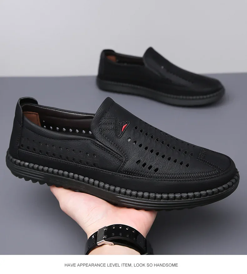 Summer Fashion Platform Hollow Men's Loafers Designer New Soft Sole Leather Beef Tendon Sole Casual Men Sandals Shoes Summer Fashion Platform Hollow Men's Loafers Designer New Soft Sole Leather Beef Tendon Sole Casual Men Sandals Shoes