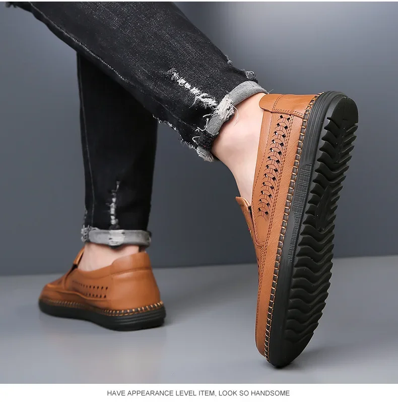 Summer Fashion Platform Hollow Men's Loafers Designer New Soft Sole Leather Beef Tendon Sole Casual Men Sandals Shoes Summer Fashion Platform Hollow Men's Loafers Designer New Soft Sole Leather Beef Tendon Sole Casual Men Sandals Shoes