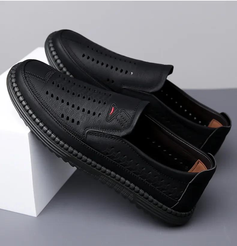 Summer Fashion Platform Hollow Men's Loafers Designer New Soft Sole Leather Beef Tendon Sole Casual Men Sandals Shoes Summer Fashion Platform Hollow Men's Loafers Designer New Soft Sole Leather Beef Tendon Sole Casual Men Sandals Shoes