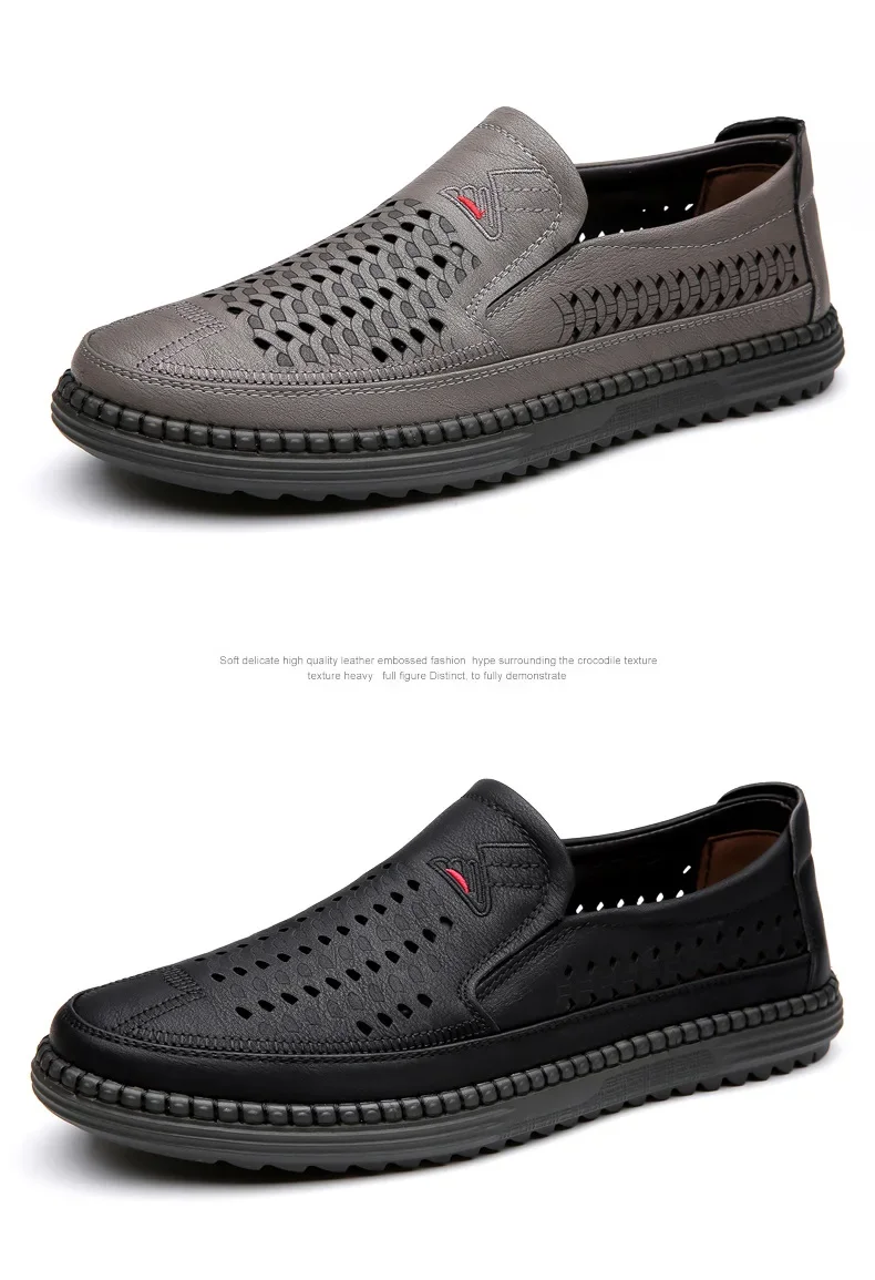 Summer Fashion Platform Hollow Men's Loafers Designer New Soft Sole Leather Beef Tendon Sole Casual Men Sandals Shoes Summer Fashion Platform Hollow Men's Loafers Designer New Soft Sole Leather Beef Tendon Sole Casual Men Sandals Shoes