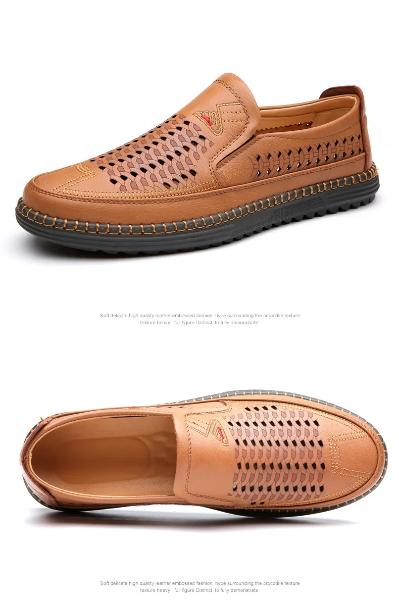Summer Fashion Platform Hollow Men's Loafers Designer New Soft Sole Leather Beef Tendon Sole Casual Men Sandals Shoes Summer Fashion Platform Hollow Men's Loafers Designer New Soft Sole Leather Beef Tendon Sole Casual Men Sandals Shoes