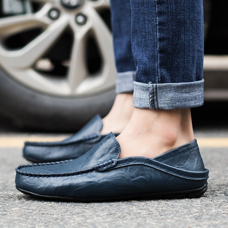 Summer Fashion Men Loafers Italian Casual Luxury Brand Men Shoes Genuine Leather Moccasins Light Breathable Slip on Boat Shoes