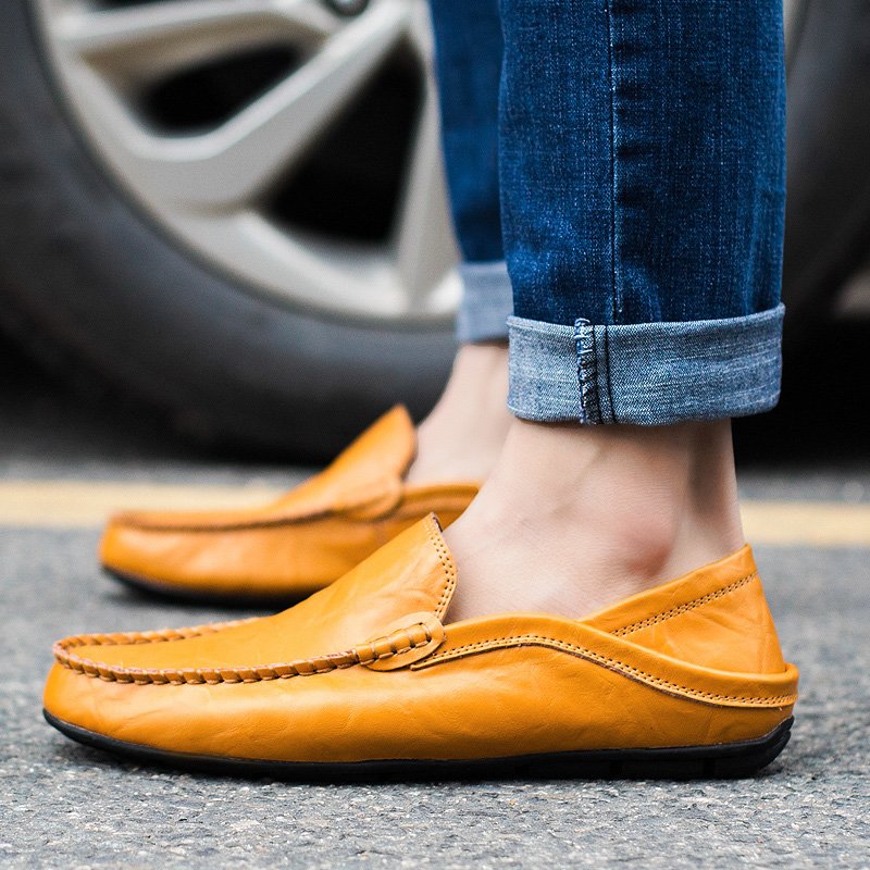 Summer Fashion Men Loafers Italian Casual Luxury Brand Men Shoes Genuine Leather Moccasins Light Breathable Slip on Boat Shoes